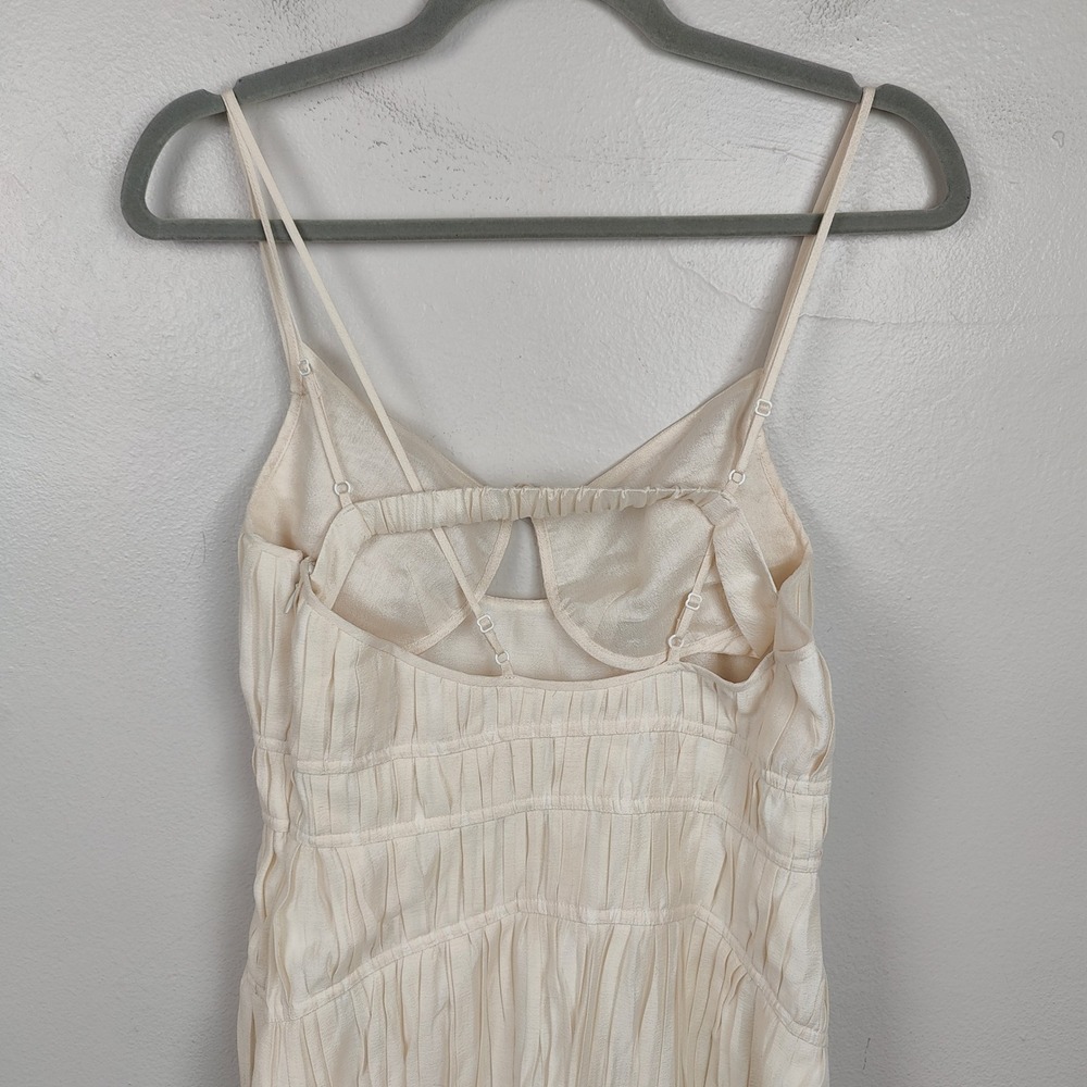 Jonathan Simkhai Loli Gown Womens 4 Off-White Cream Tiered Pleated‎ Maxi Layered - Picture 6 of 11